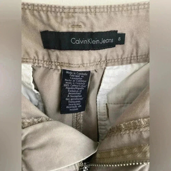 Calvin Klein Pants Women’s Size 8 Light Brown Button Flap Pockets Tapered Leg - Picture 5 of 8